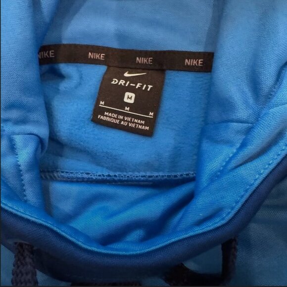 Nike Dri-FIT Men’s Hoodie Size M Blue Fleece-Lined Pullover Sweatshirt Athletic - Picture 3 of 8